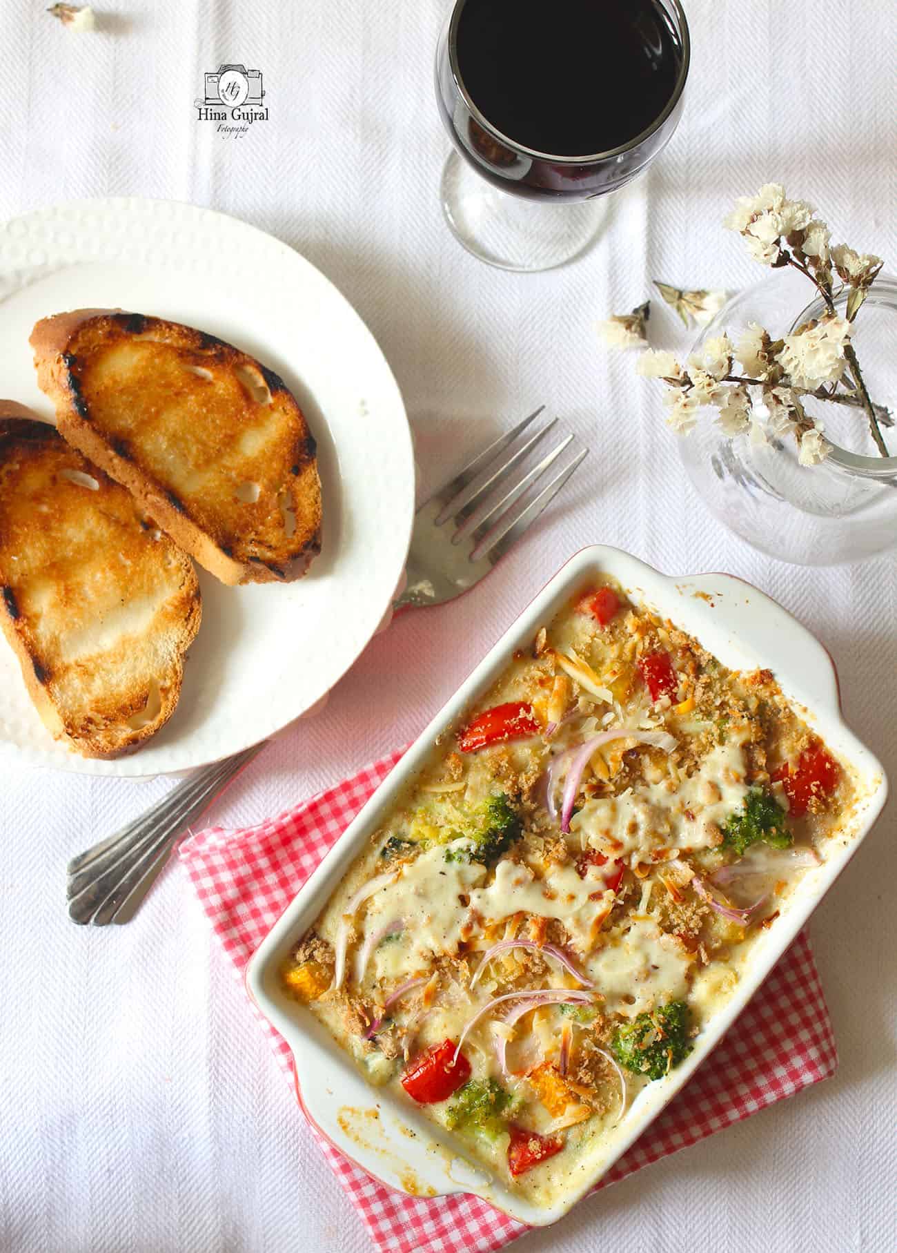 Baked Vegetables in White Sauce Recipe - Fun FOOD and Frolic