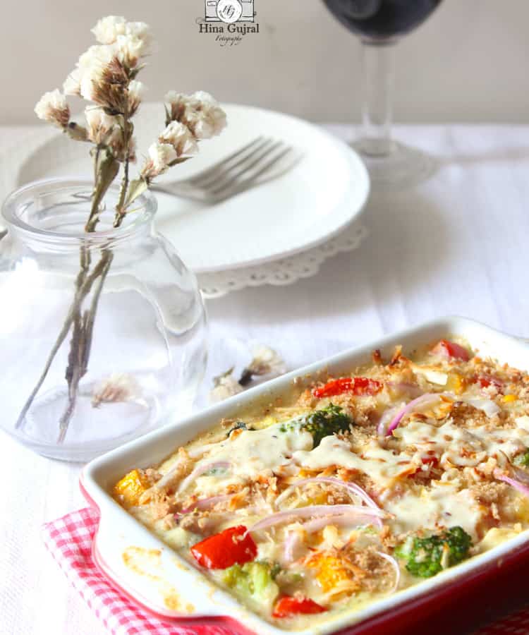 Baked Vegetables in White Sauce Recipe - Fun FOOD and Frolic