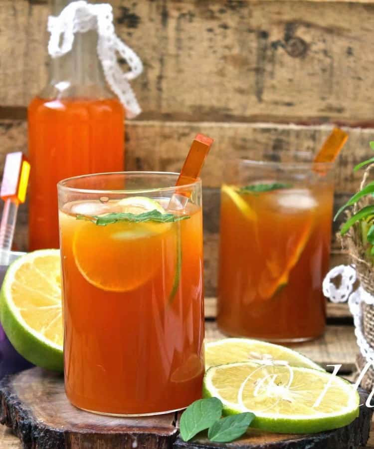 Orange Iced Tea with Mint and Lime Fun FOOD and Frolic