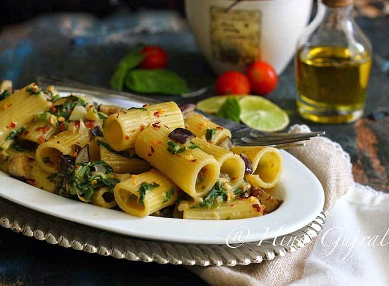 Spinach and Eggplant Rigatoni with Lemon Cream Sauce Fun FOOD and Frolic