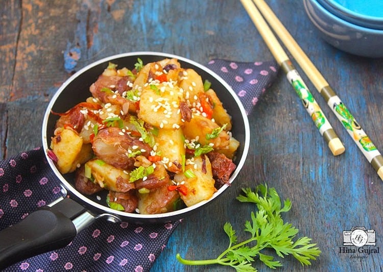 Potato and Red Beans Chinese Stir Fry is an easy to make a stir-fry appetizer, the addition of red kidney beans provide a healthy dimension to this dish.