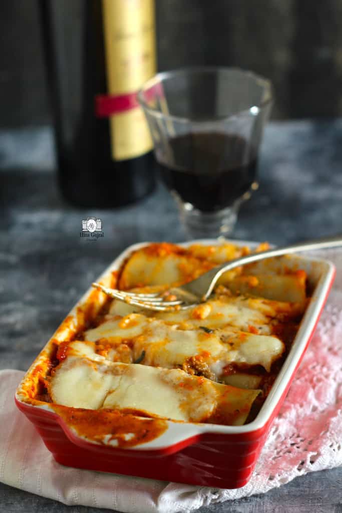 Keema and Spinach Lasagna Cannelloni Recipe