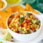 This Corn Salsa is everything I love – sweet, savory, spicy, crunchy and fresh. Find how to make corn salsa recipe in few simple steps