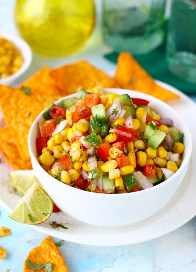 This Corn Salsa is everything I love – sweet, savory, spicy, crunchy and fresh. Find how to make corn salsa recipe in few simple steps