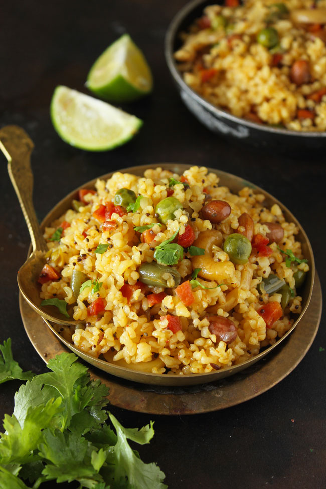 Vegetable Dalia Upma In A Brass Bowl