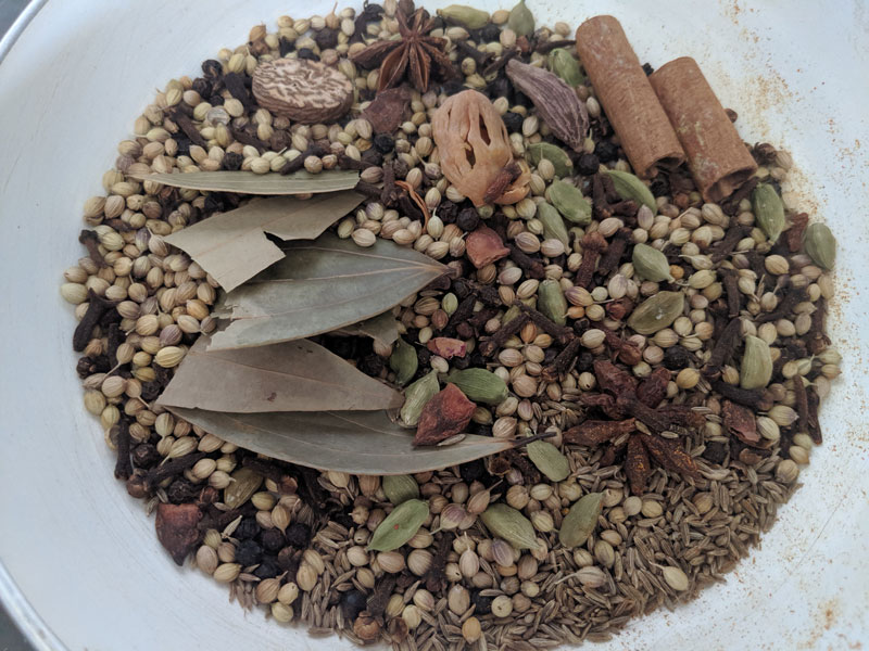 Garam Masala is a spice blend commonly used for cooking in the Indian subcontinent.