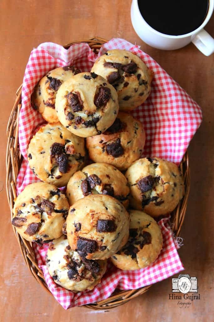Double Chocolate Chip Muffins In A Basket