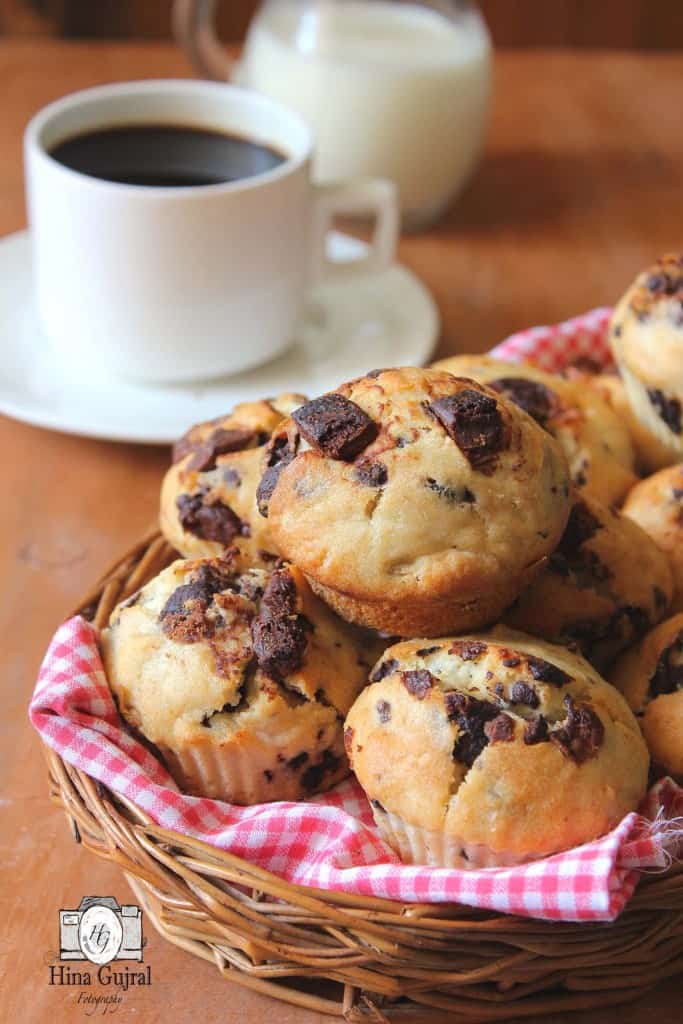 Stack Of Double Chocolate Chip Muffins