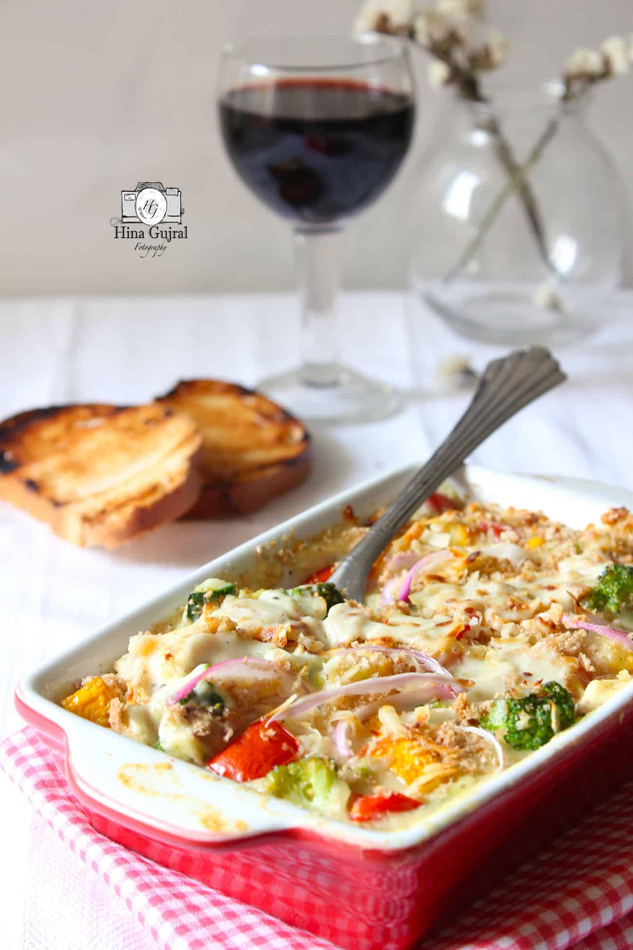 Baked Vegetables in White Sauce Recipe - Fun FOOD Frolic