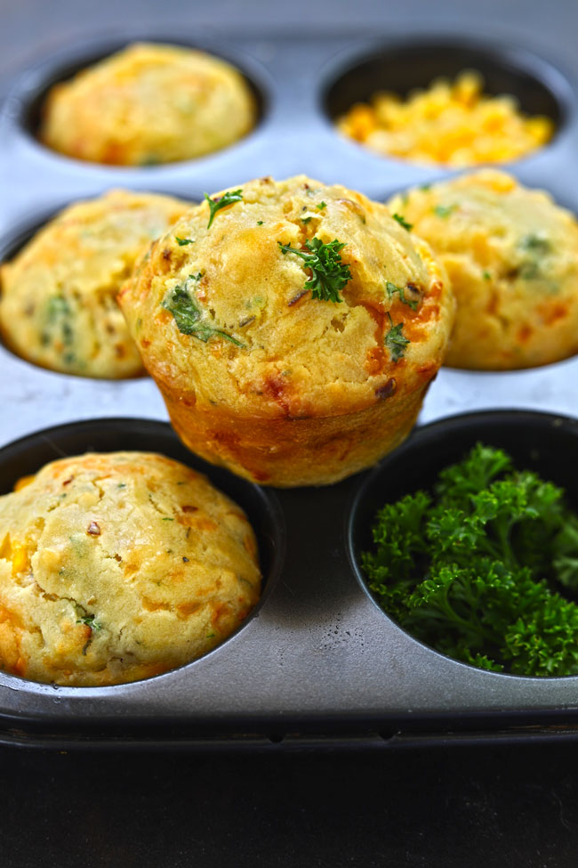 Cheese Muffin is perfect teatime snack loaded with cheese, sweet corn and fresh herbs.