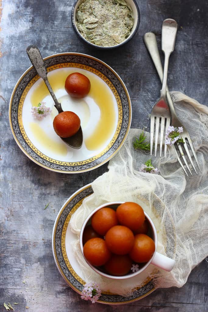 Paneer Gulab Jamun are deep fried cottage cheese dumplings soaked in sugar syrup.