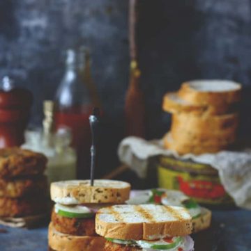 These red kidney beans patty sandwiches are a perfect vegetarian version of any chicken sandwich and full of healthy ingredients - beans, broken wheat, and oats.