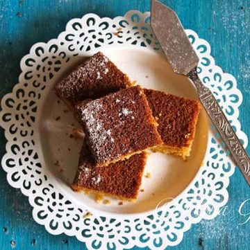 Garam Masala Spiced Gingerbread Cake is my adaption of classic Gingerbread Cake with a hint of very Indian Garam Masala and sweetened with Nolen/Kajur Gur