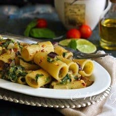 Spinach and Eggplant Rigatoni with Lemon Cream Sauce