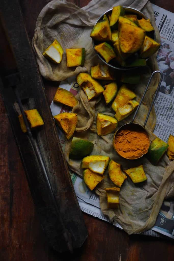 aerial shot of green mangoes for aam ka achar