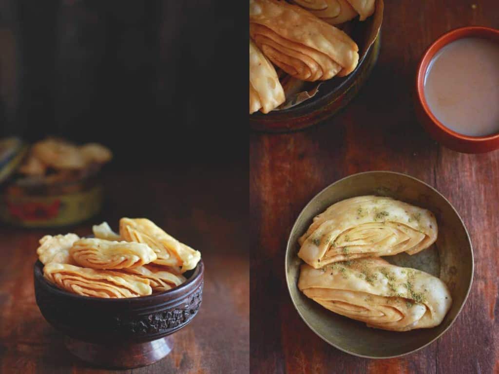 Nimki (Savory Crackers) is a popular Indian tea-time snack. This Nimki recipe has no butter or oil in the dough. Perfect for the festive indulgence.