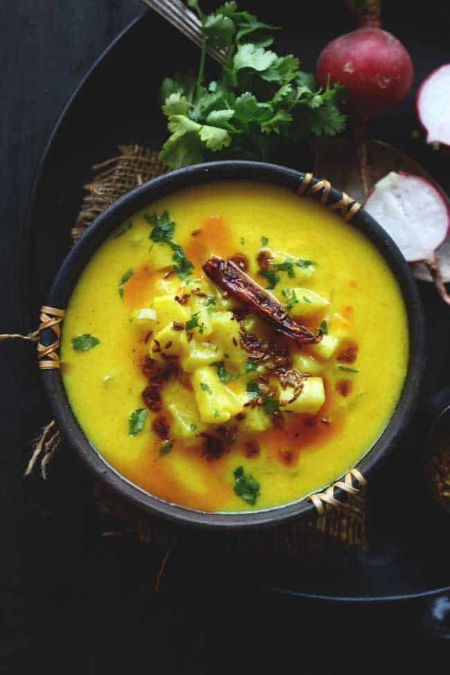 Mooli Ki Kadhi is one of the best summer curry recipes. It is light on the stomach, big on flavors and requires your minimal time near the stove.