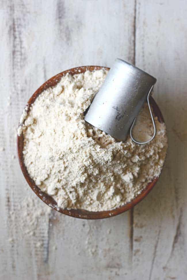 aerial shot of whole wheat flour on a bowl