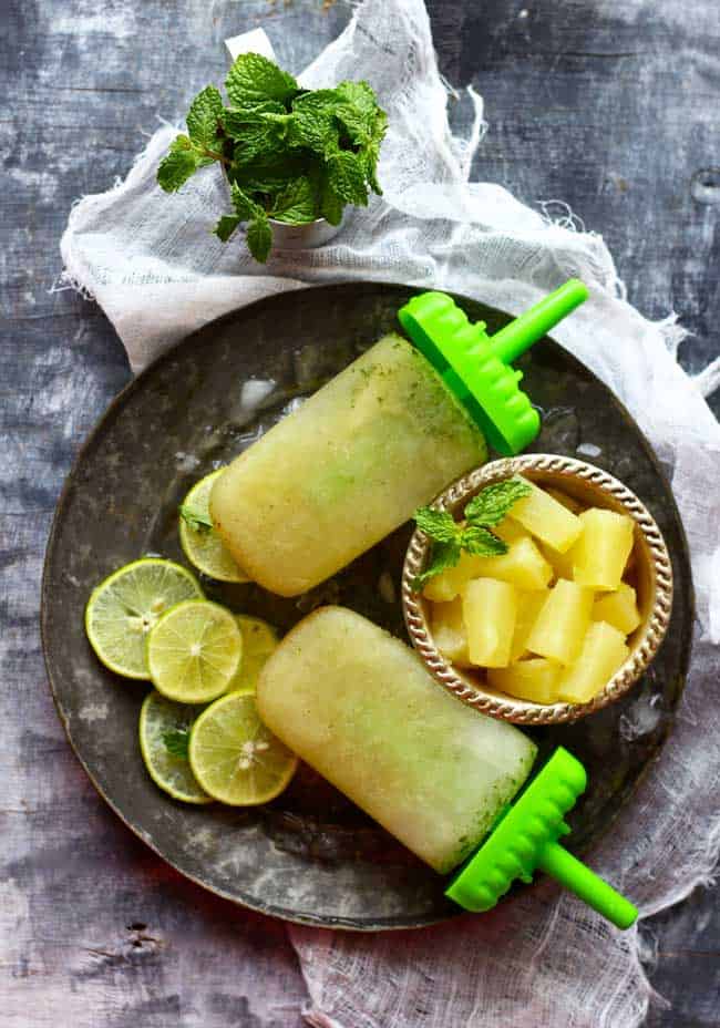 Mint Pineapple Popsicles