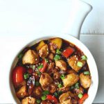 Kung Pao Chicken or Gong Bao is a delicious Chinese style chicken stir fry with peppers and peanuts.