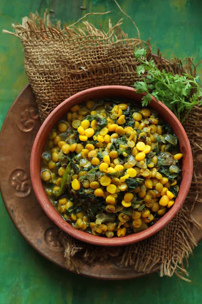 Palak Chana Dal is a healthy, wholesome, gluten-free Indian style chana dal with spinach.