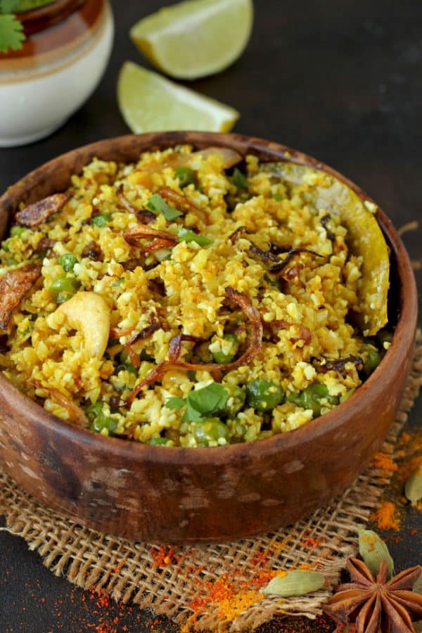 Indian Cauliflower Rice Pilaf - Fun FOOD Frolic