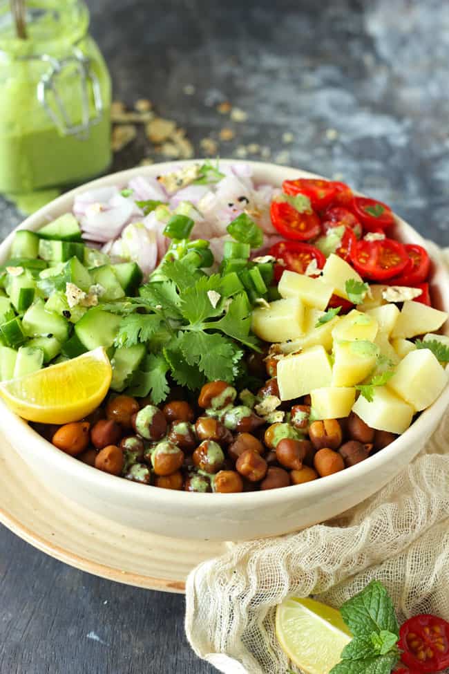 Chana Salad is a protein-packed, gluten-free, healthy brown chana salad.