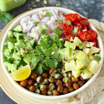 Chana Salad is a protein-packed, gluten-free, healthy brown chana salad.