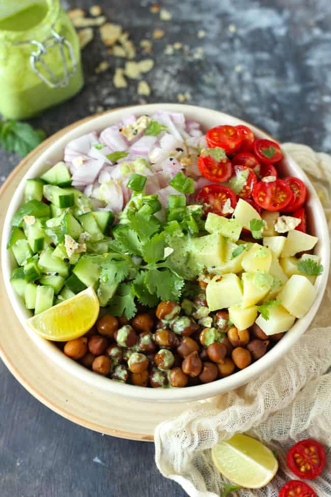 Chana Salad is a protein-packed, gluten-free, healthy brown chana salad.