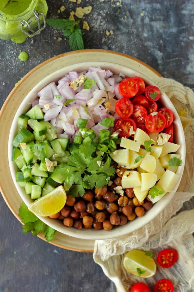 Chana Salad is a protein-packed, gluten-free, healthy brown chana salad.