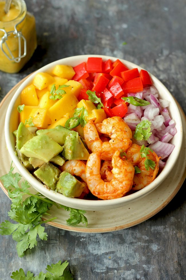 Mexican Style Mango Avocado Salad With Shrimps