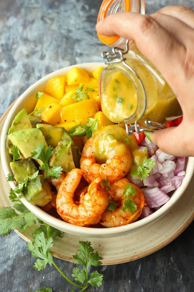 Mexican Style Mango Avocado Salad With Shrimps