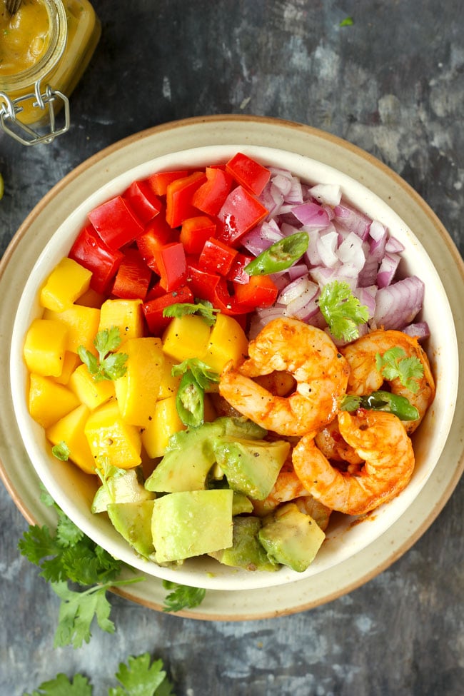 Mexican Style Mango Avocado Salad With Shrimps