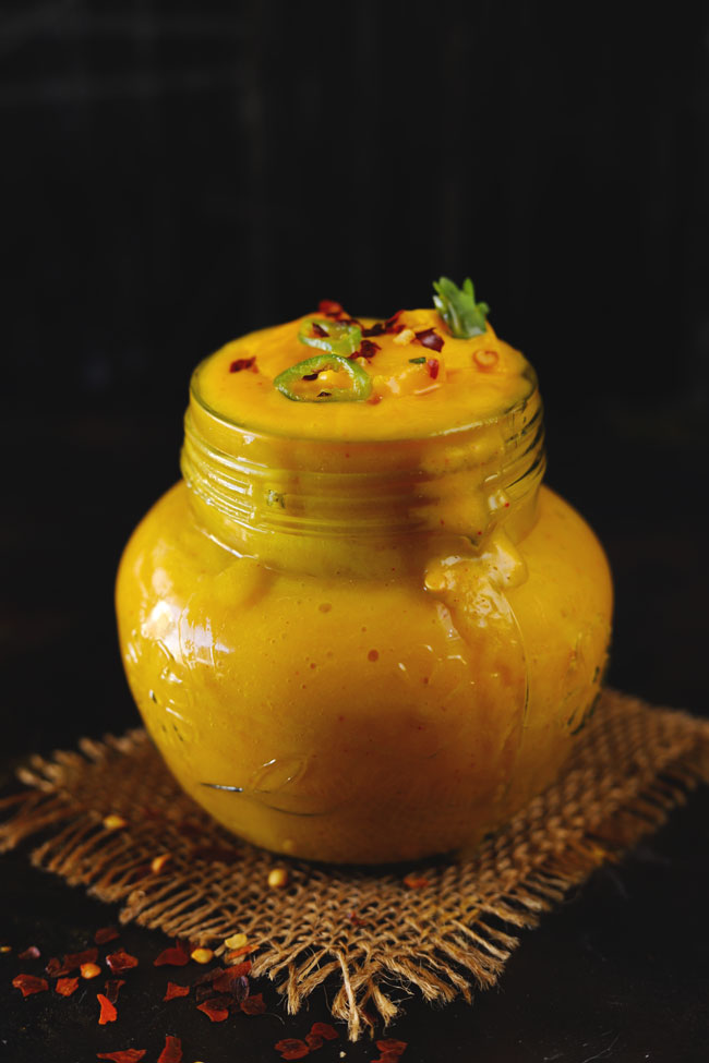 A sweet and spicy mango chili dip