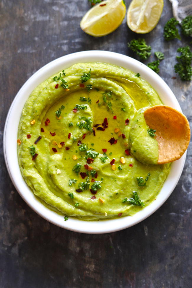 Avocado Hummus is a gluten-free, vegan Mediterranean dip loaded with goodness of avocado