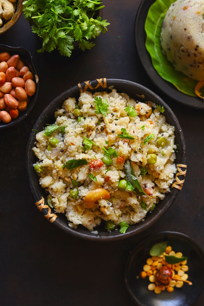 Rava Upma is a vegetarian South Indian breakfast porridge prepared with semolina and fresh vegetables.