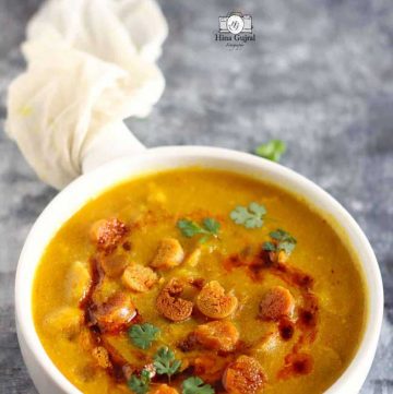 Gatte Ki Sabzi is a popular gluten-free Indian curry prepared with gram flour (besan) and curd.