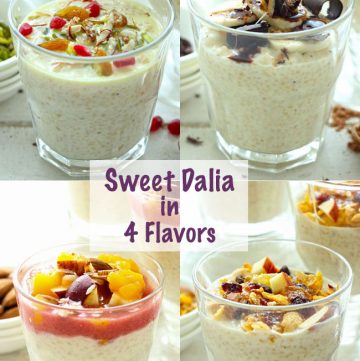 Sweet Dalia is a wholesome Indian style broken wheat and milk porridge.