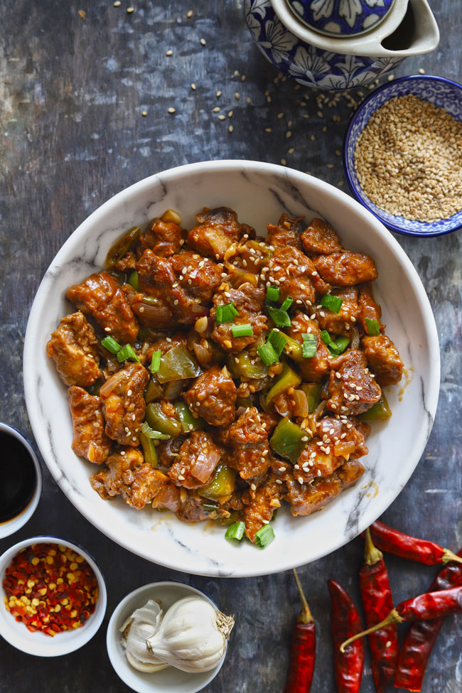 Chilli Chicken is a spice-rich, Indian Chinese style stir-fry chicken.