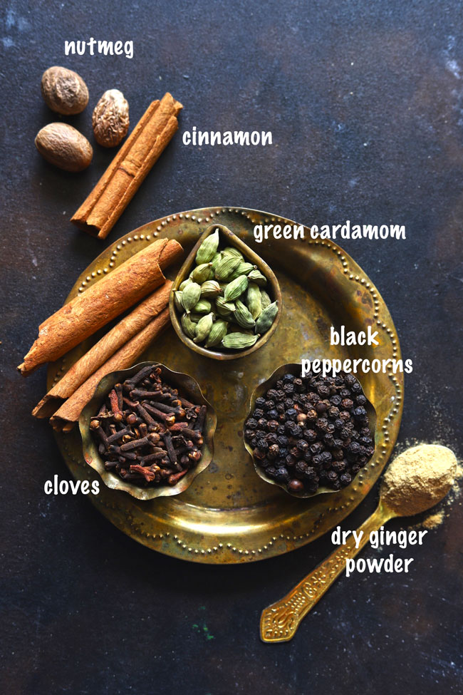 Ingredients for making tea masala at home