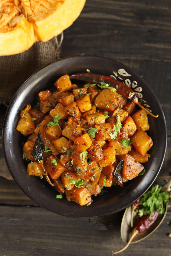 Kaddu Ki Sabzi is a sweet and savory Indian style pumpkin stir fry