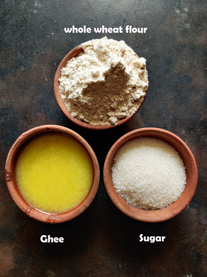 Ingredients - Wheat Flour, Ghee, Sugar For Wheat Halwa