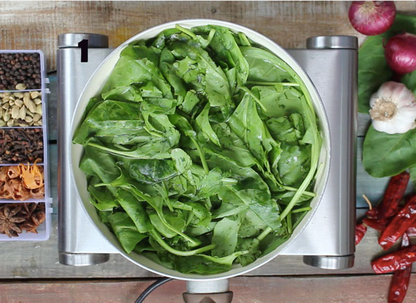 Spinach Boiling In Hot Water In A Saucepan