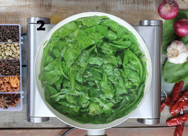 Spinach Boiling In Hot Water In A Saucepan