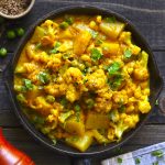 Creamy Cauliflower Peas Curry In A Pan