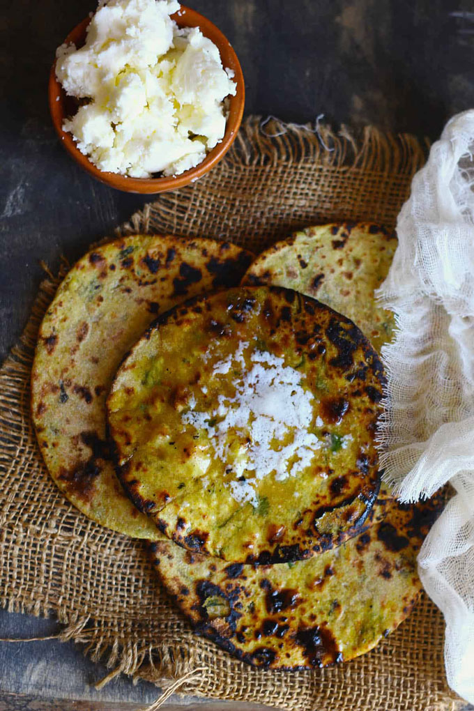 Dal Paratha With White Butter