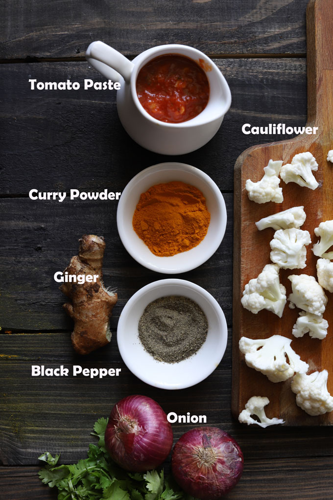 Ingredients For Cauliflower Curry