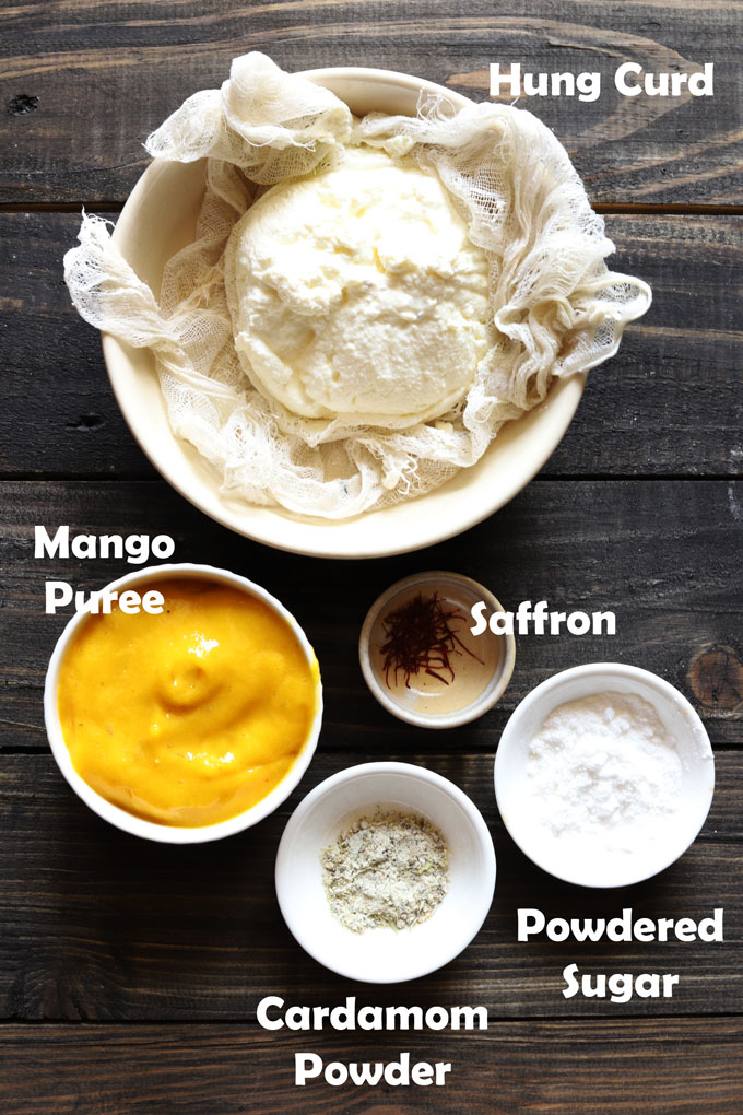 Aerial Shot Of Mango Yogurt Ingredients