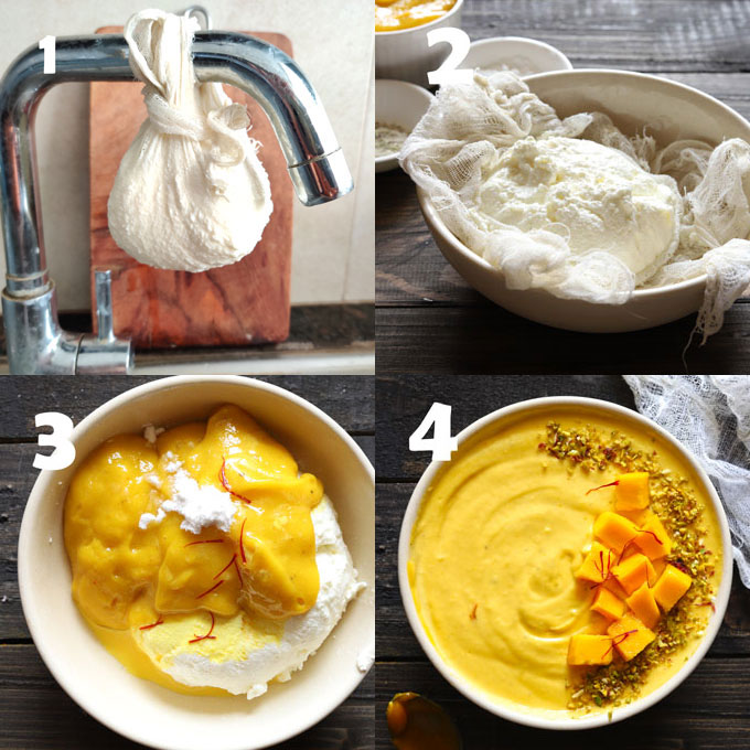 Step-By-Step Process Shots of Making Indian Style Mango Yogurt