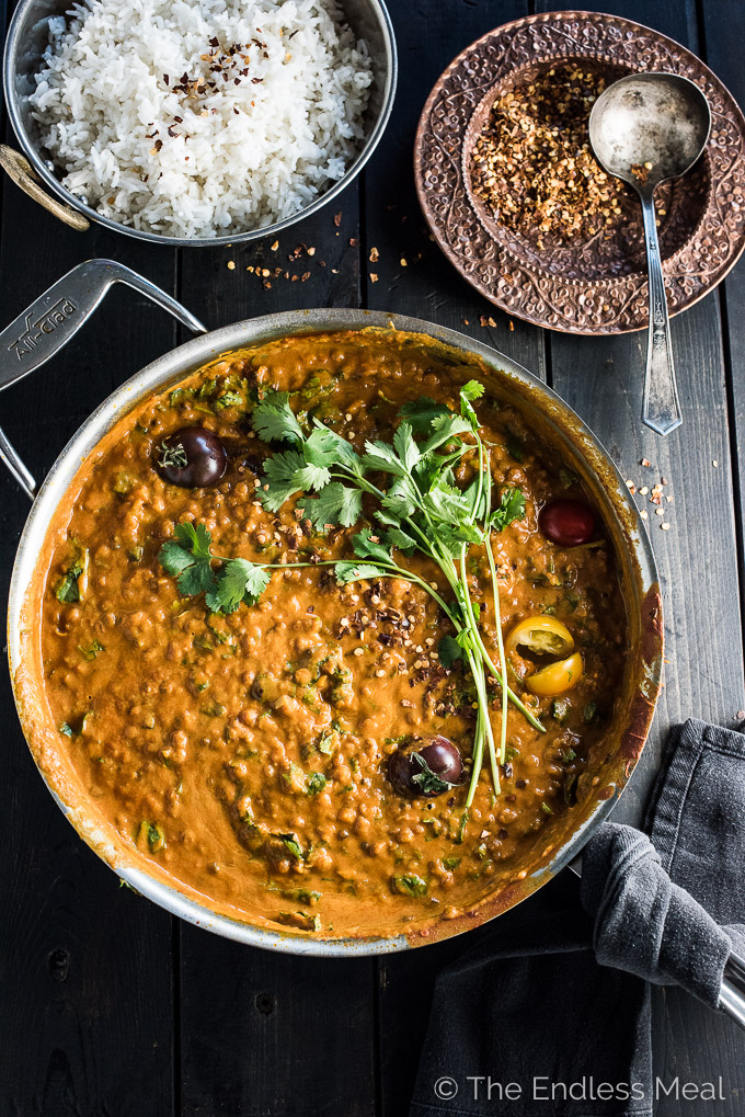 Creamy Coconut Lentil Curry in a casserole